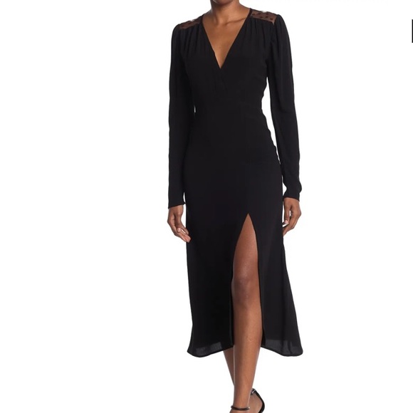 NSR red midi slit lace dress - Picture 3 of 8